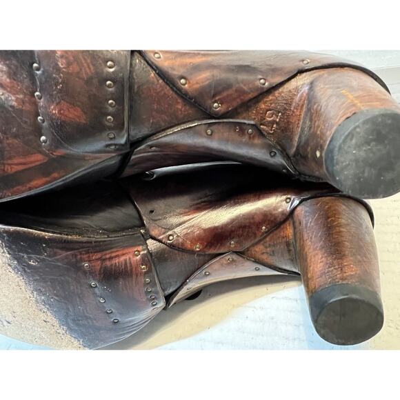 Munoz Vrandecic Handmade Wood Heel Leather Heels Shoes Euro Sz 37 US 6.5 - Picture 8 of 12